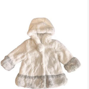 American Widgeon HOODED POM POM FAUX FUR COAT Girls 4T